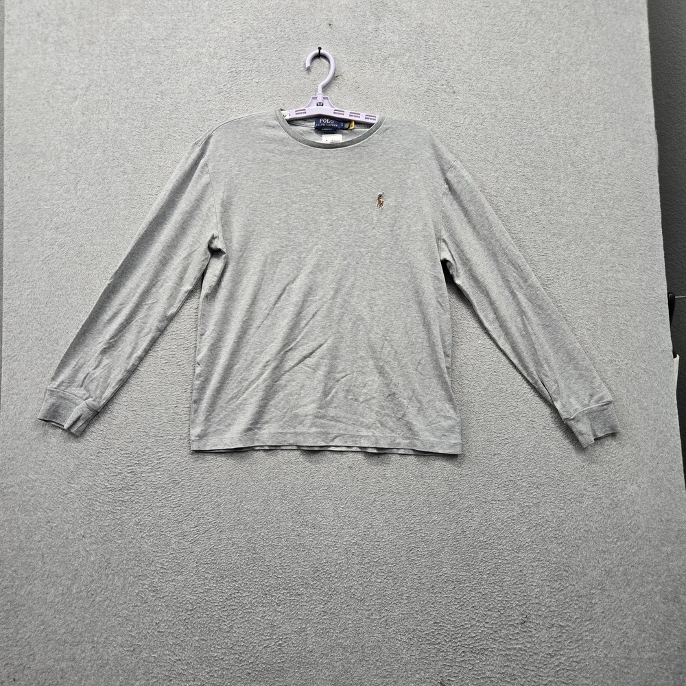 Polo Ralph Lauren Men Shirt S Gray Embroidered Logo Classic Long Sleeve